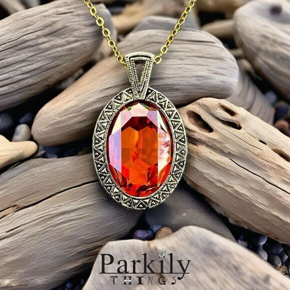 No Brand Jewelry - Handcrafted cup chain necklace with Swarovski crystal